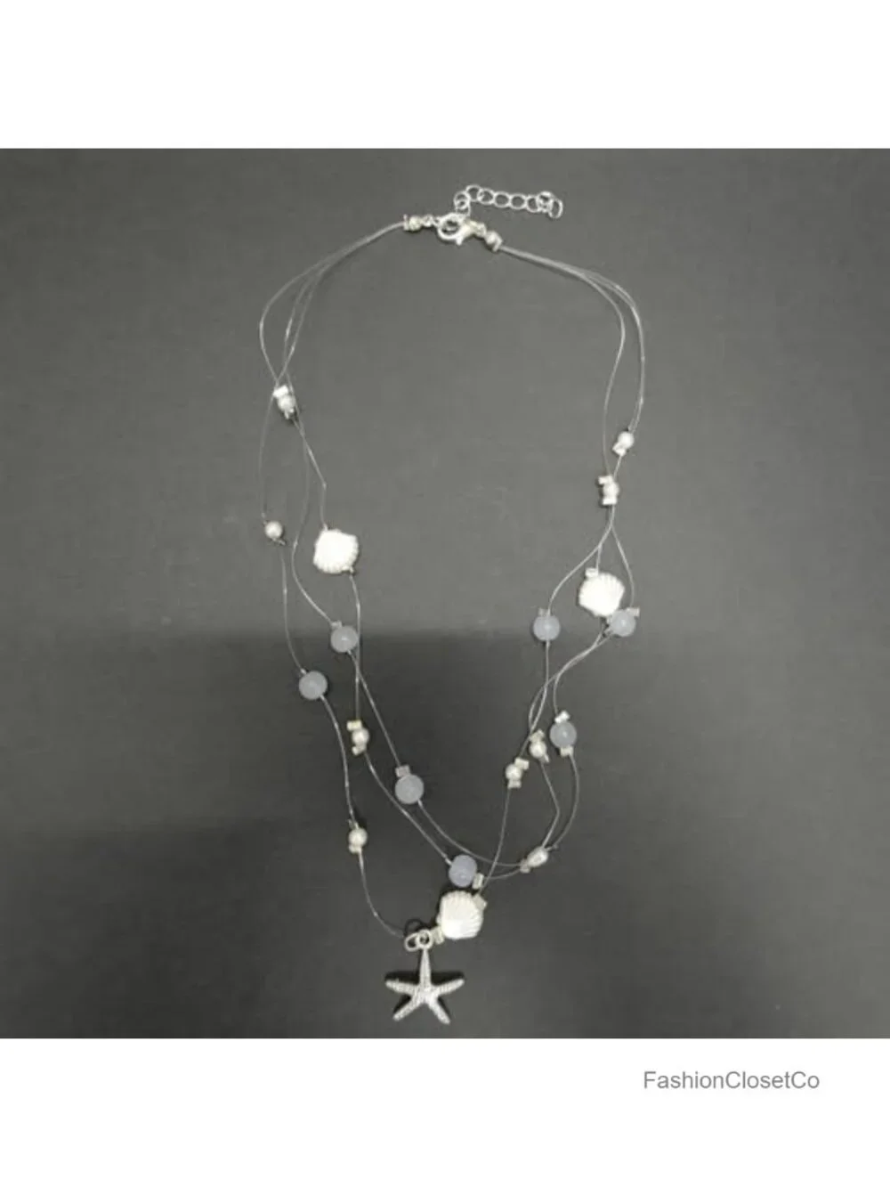 Natural Starfish Shell Pendant Necklace for Women, Adjustable Beach Jewelry